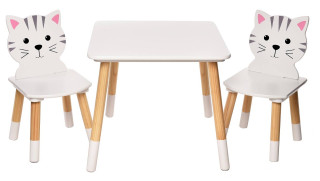 Detský stôl so stoličkami Mačička bHome