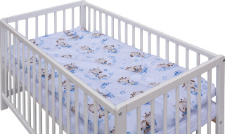 Detská postieľka s kompletnou výbavou Scarlett Fiki 120 x 60 cm - modrá