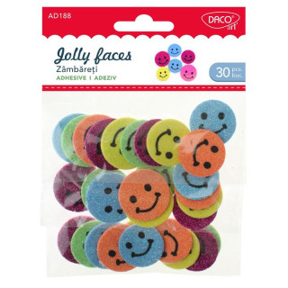Penové trblietavé smajlíky samolepiace 30ks