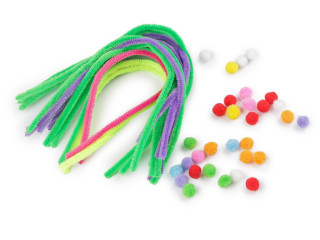 Kreatívna sada chlpaté drôtiky a brmbolce neónové