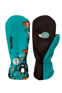 Detské softshellové rukavice Medvede Tyrkysová
