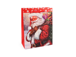 Vianočná darčeková taška s glitrami 18 x 23 x 8 cm Santa 1