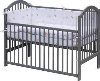 Detská postieľka s kompletnou výbavou 120 x 60 cm sivá Monta Scarlett