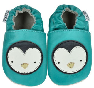 Kožené capáčky 12-18 m (21) 14 cm Capiki TUČNIÁČEK na tyrkysové