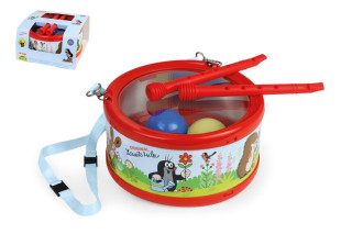 Plechový bubienok Krtko s paličkami 21 cm