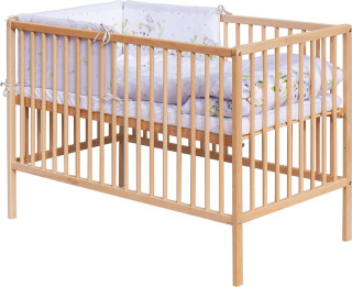 Detská postieľka s kompletnou výbavou 120 x 60 cm - prírodná Koala - šedá Scarlett