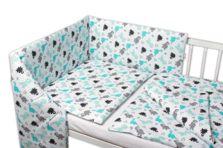 3-dielna sada Mantinel s obliečkami Dinosaury biela 135x100 cm Baby Nellys