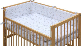 Detská postieľka prírodná s kompletnou výbavou 120 x 60 cm Luka Scarlett