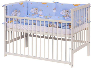 Detská postieľka s kompletnou výbavou 120 x 60 cm, mráčik modrá Scarlett