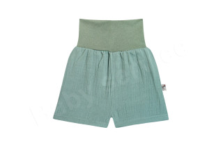 Dojčenské kraťasy mušelín zelená - Baby Service