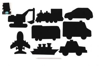 Škrabací obrázok, výrez dúhový dopravné prostriedky 8 ks