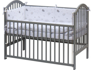 Detská postieľka s kompletnou výbavou, 120 x 60, šedá Krena Scarlett