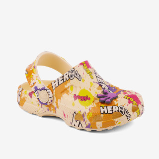 Detské nazúvaky clogsy žlté Hero + amulet Little Frog Coqui