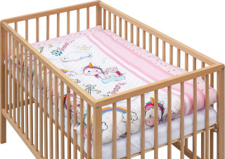 Detská postieľka s kompletnou výbavou 120 x 60 cm prírodná Oniko Scarlett