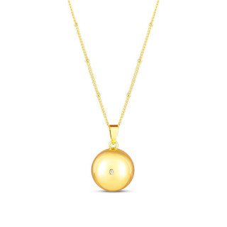 Tehotenský šperk bola Glow hladká zlatá s bielym kamienkom + retiazka Moniel