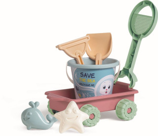 Recyklovaná pastelová sada na piesok oceán s vozíkom Androni