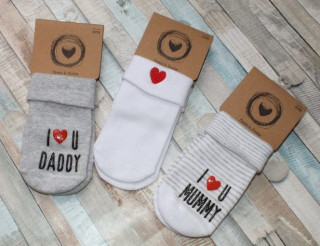 Súprava 3 ks - ponožky I love biele / šedé