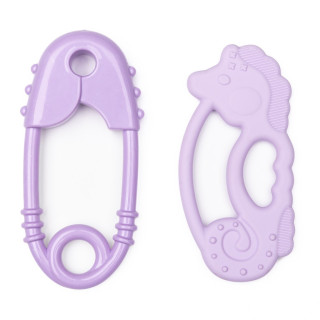 Špendlík + silikónové hryzátko morský koník fialové