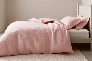 Mušelínové obliečky do detskej postieľky 100x135 cm + 45x60 cm Prem Ružová