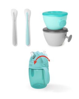 Set jedálenský s hrnčekom 5 ks Easy-Feed Mealtime Set Teal/Grey Skip Hop