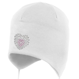 Dievčenská dojčenská zaväzovacia čiapka Srdiečko Biela RDX