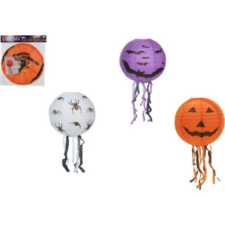 Lampión gule Halloween so strapcami papier priemer 30 cm (bez prútika)