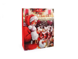 Vianočná darčeková taška s glitrami 18 x 23 x 8 cm Santa 1