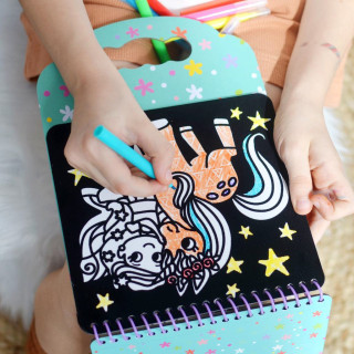 Zamatové omaľovánky Jednorožce 6 obrázkov 8 fixiek Tookyland