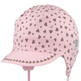 Dojčenská šiltovka viazacia ružová so srdiečkami RDX