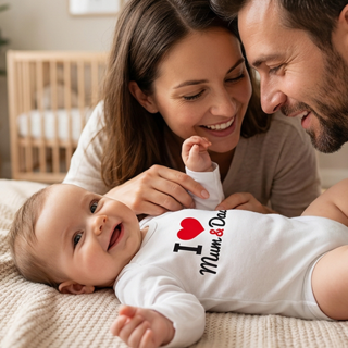 Body s potlačou New Baby I love Mum and Dad