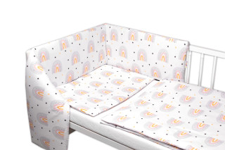 3-dielna sada Mantinel s obliečkami Rainbow biela s potlačou 120x90 cm