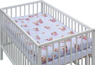 Detská postieľka s kompletnou výbavou biela 120 x 60 cm Zajačik ružový Scarlett