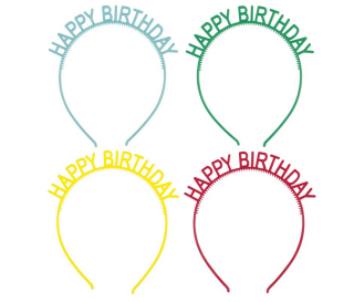 Čelenka "Happy Birthday" mix farieb, 4 ks