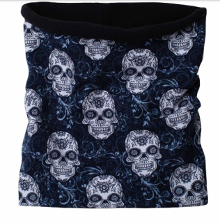 Zimný nákrčník Lebka tattoo modrá Esito