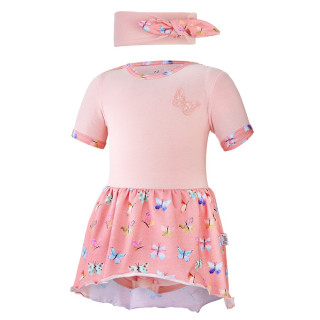 Body šaty tenké set Outlast® UPF 50+ Sv. broskyňová, motýliky