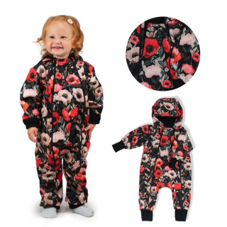 Rastúca softshellová kombinéza s fleecom Vlčie maky čierna Esito