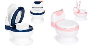 Detský nočník v tvare toalety s vyberateľnou nádobou a so štetkou