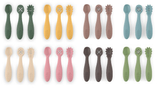 Set 3 ks silikónových tréningových lyžičiek Take&Match 6 m+ Petite & Mars