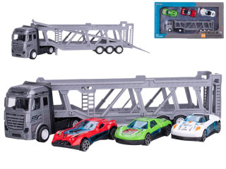 Prepravník áut 22 cm kov voľný chod s autami 3 ks