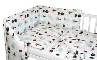 3-dielna sada Mantinel s obliečkami Srnčeky biela 120x90 cm Baby Nellys