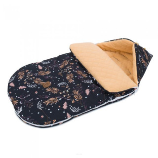 Zimný fusak Lux prešívaný flecce 48 x 90 cm Zimné kvety čierna/karamel Mamo Tato