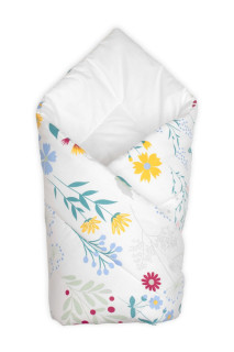 Dojčenská zavinovačka Klasik Flóra, biela s potlačou Beby Nellys