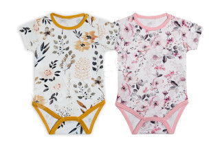 Dojčenské body krátky rukáv - potlač žltá Baby Service