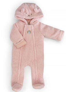 Zimná dievčenská dojčenská kombinéza, kapucňa s ušami Pidilidi Pink