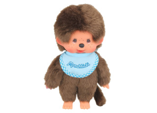 Monchhichi Mončiči chlapec so svetlo modrým podbradníkom 20 cm