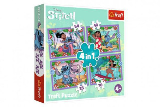 Puzzle 4v1 Bláznivý deň Lilo&Stitch Trefl