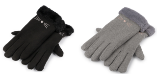 Dievčenské rukavice s kožušinou zateplené, dotykové