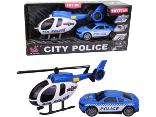 Vtrulník s policajným vozidlom