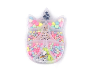 Súprava korálikov s gumičkou v boxe jednorožec