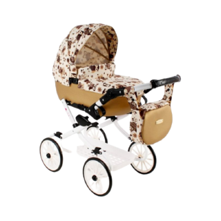 Detský hlboký kočík pre bábiky Kids V9 hnedý s motívmi Jasmine